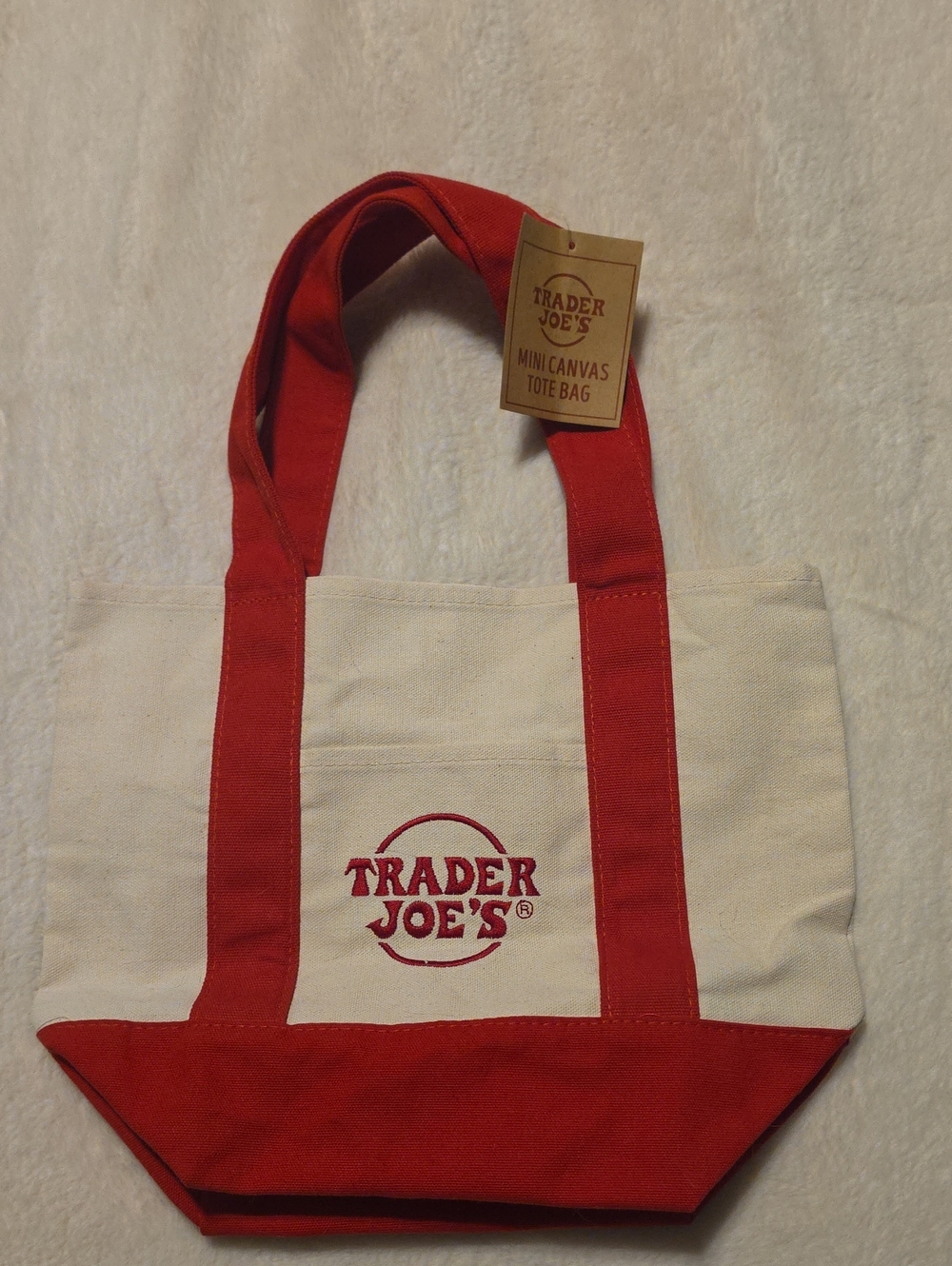 NWT Trader Joe's Red and White Mini Tote Bag